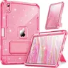 INFILAND StarClear Tablet Case - Smooth, Durable, Translucent Glitter Shockproof Cover with Adjustable Foldable Kickstand for Landscape Viewing, Back-to-School/Holidays Gift for Sisters (Fits iPad & Android Devices)