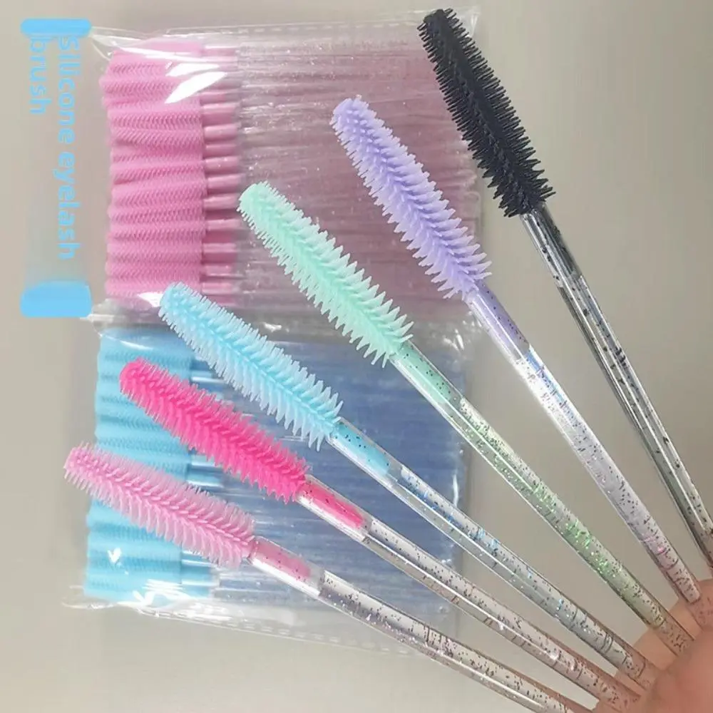 50pcs Crystal Silicone Eyelash Brush Lash Makeup Brushes Eyebrow Comb Eyelashes Extension Spoolie Microbrush Cosmetics Tool 2026 New