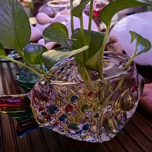 INS Trendy Colorful Fish-Shaped Glass Vase - Hydroponic Planter for Greenery & Flowers, Creative Nordic Style Tabletop Decor, Office & Home Decoration, No Electricity Needed, Flower Vase, Best for Christmas, Perfect for Thanksgiving