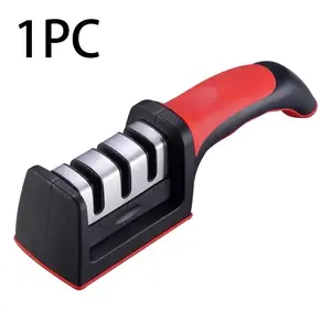 3-in-1 Manual Knife Sharpener, Professional Home Kitchen Tool Featuring Tungsten Steel & Ceramic Slots, Suitable for Chef Knives, Scissors & Straight Edge Blades