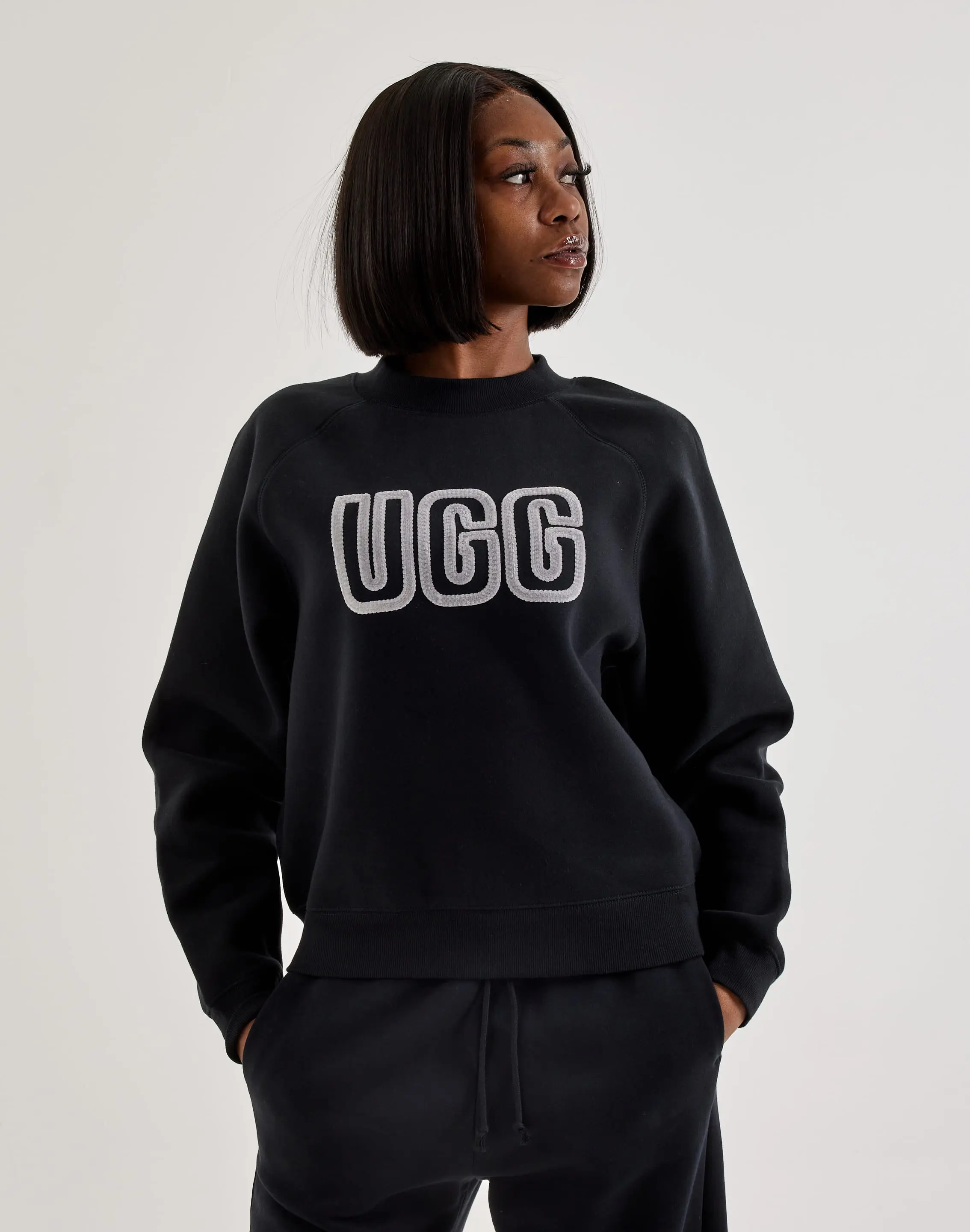 Womens UGG Logo Crewneck Fleece Sweatshirt