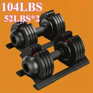 52LBS Adjustable Dumbbell Sets, Dumbbell Set with Tray for Fitness, Fast Adjust Weight By Turning Anti-Slip Handle, Safety with 8 Lock Slots, Suitable for Men And Women