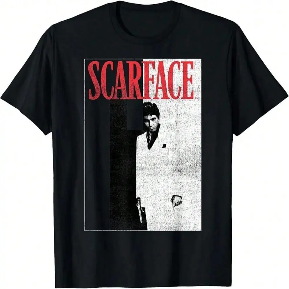 Tony Montana The World Is Yours Men'S T-Shirt Big Guns Pacino  Movie, 100% Cotton, Birthday, Thanksgiving, Christmas Gift, Suitable For Men, Women, Family And Friends, Black Casual Short-Sleeved Crew Neck  Golf Gift T-Shirt For Men And WomenMuppe,Retro.