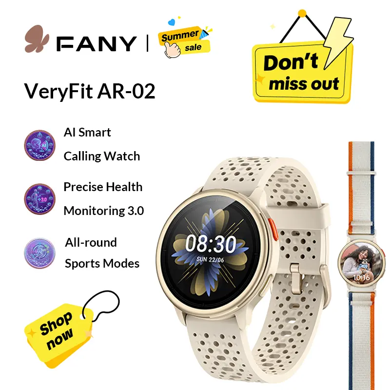 FANYAR-02 AI SmartWatch (Wearable Tech) with Silicone Band, 1.27in Full Touch Screen, IP68 Waterproof, Bluetooth Music Player, Heart Rate/Sleep Monitor, Universal Health Tracker, Phone Call Support, Clock Display for iPhone Android