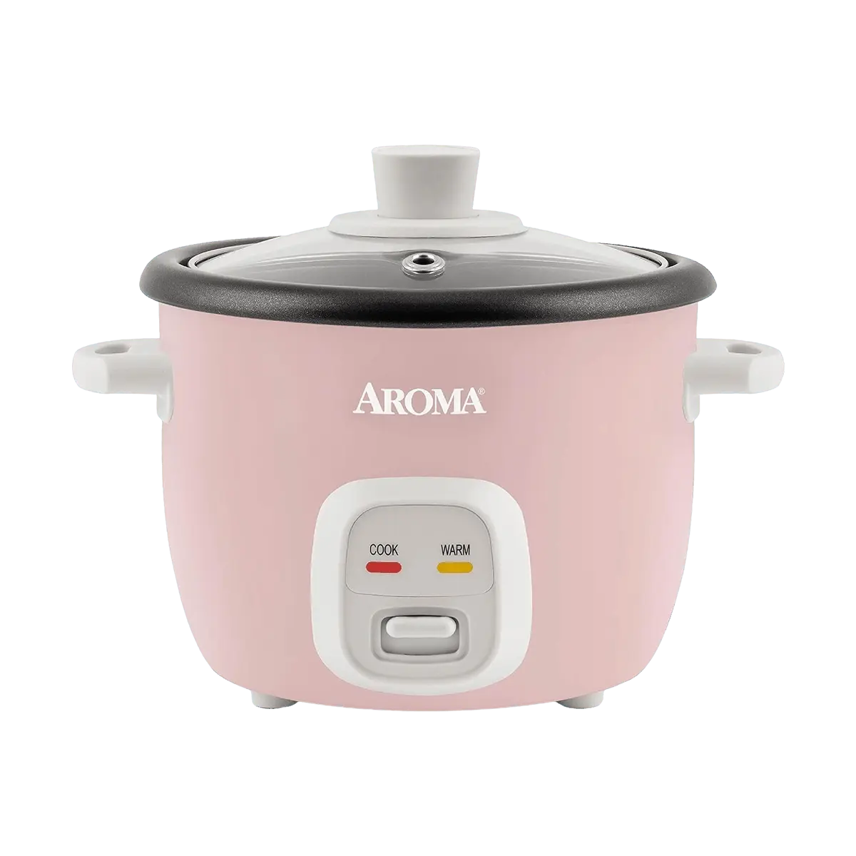 AROMA Compact 1L Smart Mini Rice Cooker (ARC-302NGP) - Pink, Transparent Glass Lid, Keep Warm Function for 1-2 People Small Households