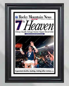 1998 Denver Broncos Super Bowl Champions '7th Heaven' No Frame Newspaper