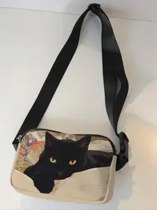 Fashionable Cat Pattern Fanny Pack, Casual Large Capacity Storage Bag, Portable Travel Storage Bag, Travel Crossbody Bag, Casual and Fashionable Crossbody Bag with Zipper Closed, Casual Bum Bag, Casual Waist Bag