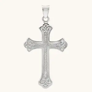 STERLING SILVER DESIGN CROSS PENDANT
