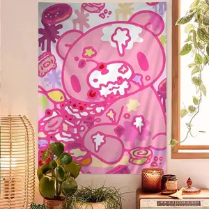 Cartoon G-Gloomy B-Bear Anime Tapestry Hippie Flower Wall Carpets Dorm Decor Cheap Hippie Wall Hanging