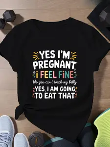 Maternity "Yes, I'm Pregnant" Graphic T-Shirt| Humorous Maternity Top, Colorful Geometric Print, Soft Breathable Fabric, Machine Washable Casual Short Sleeve, Fashionable Maternity Wear, Lightweight Material, Pregnancy Announcement Design