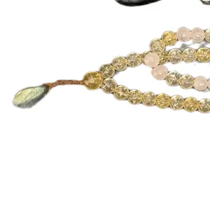 Large Citrine and rose quartz japa mala prayer beads