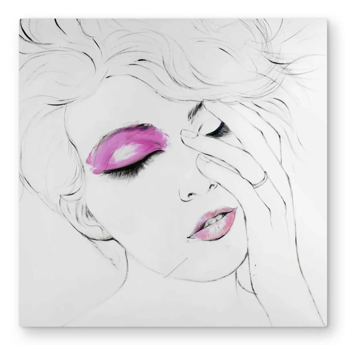 Begin Home Decor C1MP3232HSHNFN 32 x 32 in. Pink Makeup - Romantic Figurative Metal Print Wall Art for Home Decor