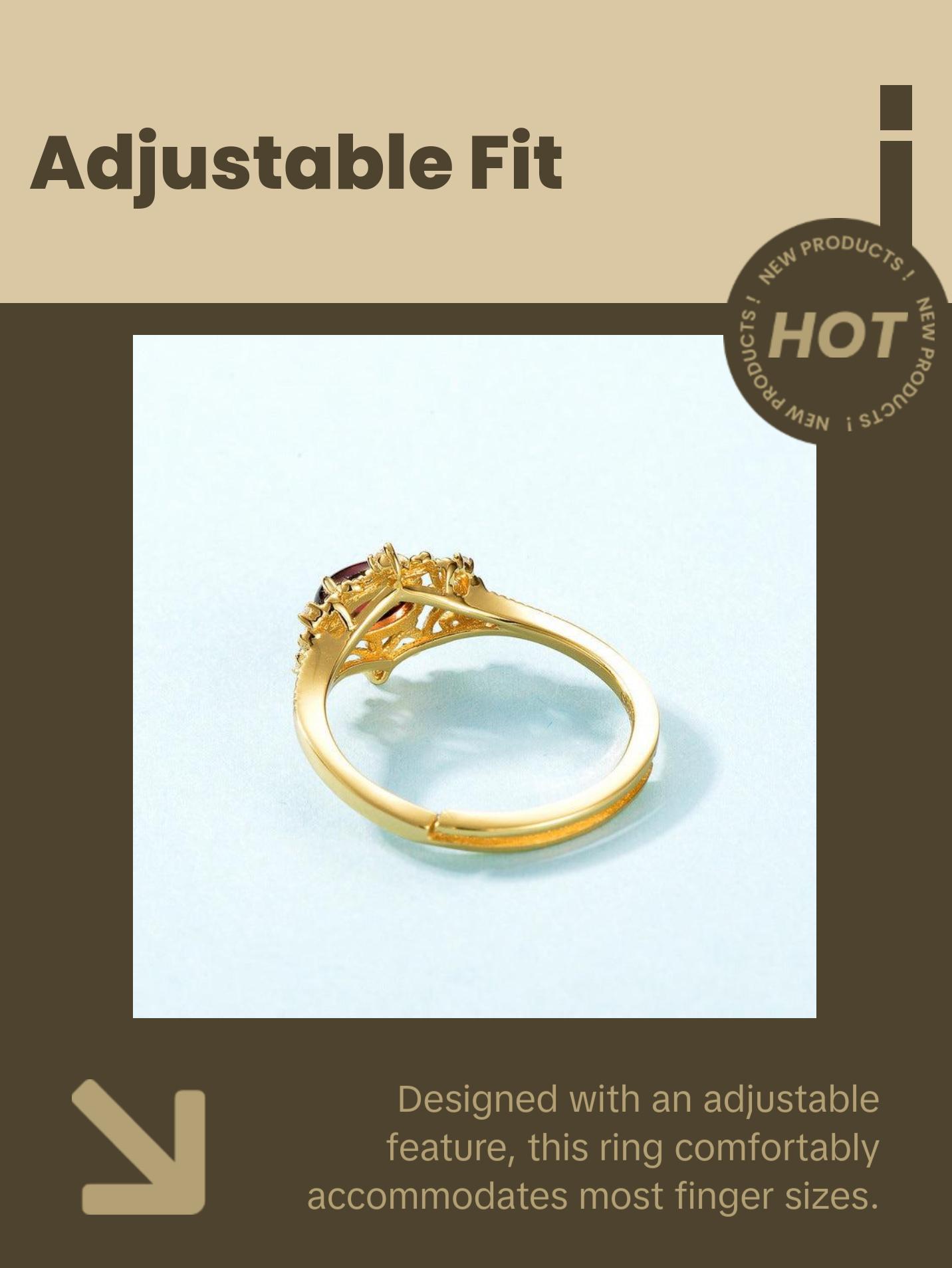 Garnet Oval Cut Vintage Style Adjustable Ring