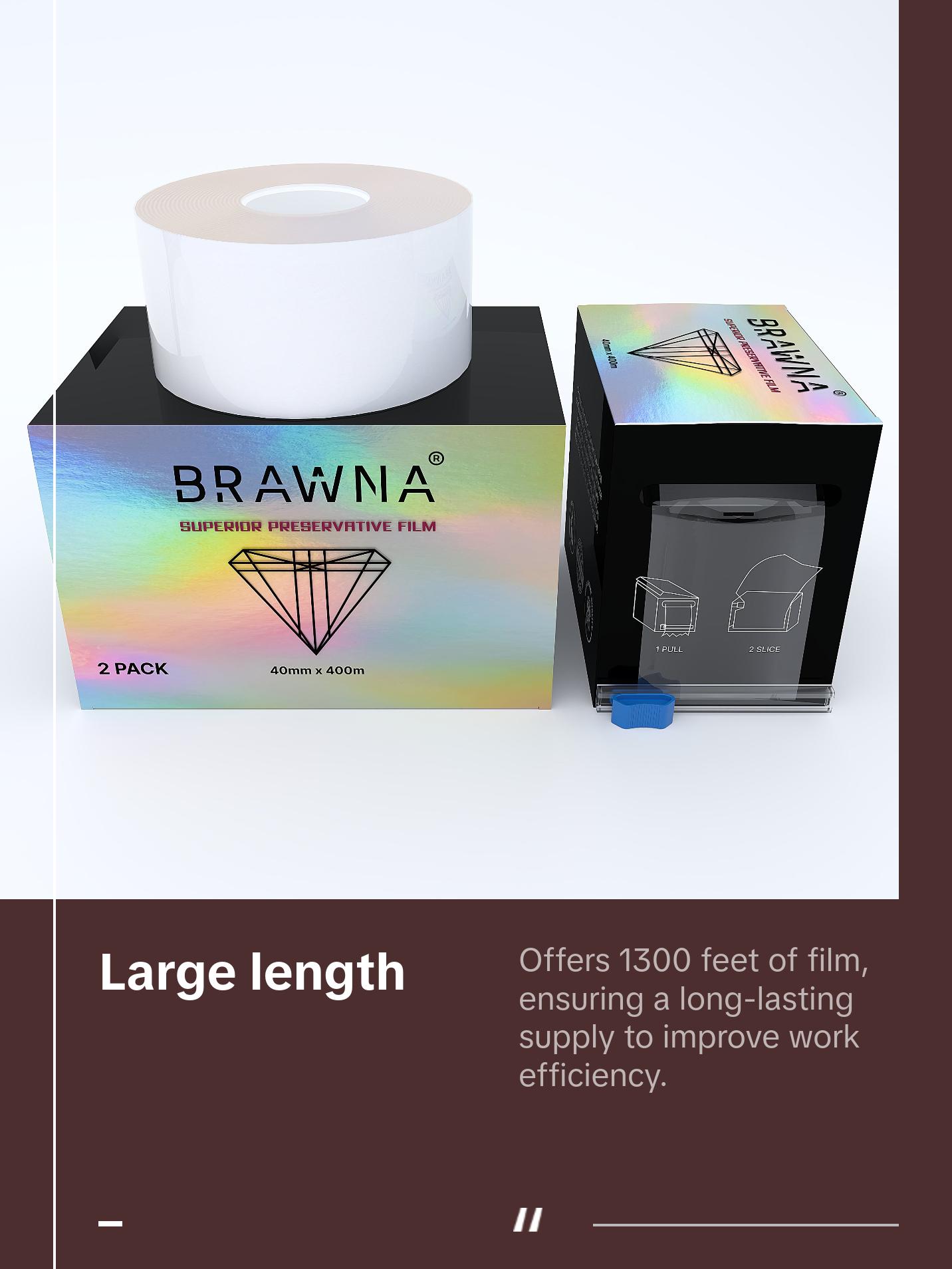BRAWNA Plastic Wrap for Microblading, Lip Blush Tattoo,  Eyebrow Tint Henna - Lash Lift - 1300 ft [ 400M ] - Eyebrow Lamination - Disposable PMU