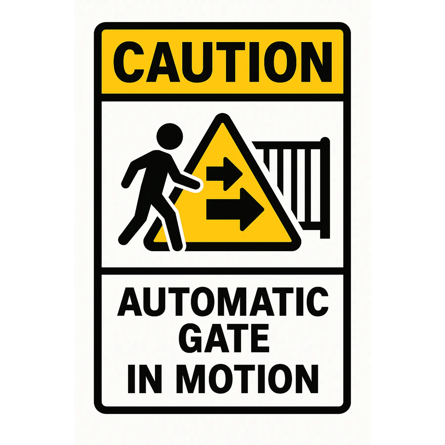 4x6 inch Vinyl Warning Sticker Decal for DIY Scrapbooking - Caution Automatic Gate in Motion Design - 50 Pieces