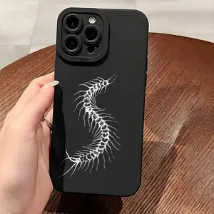 A matte anti-drop phone case with a white centipede pattern, suitable for iPhone 17 Air/16 Plus/15 Pro Max/14 Pro/13/12/11/XS Max/X phone case, perfect for holiday gifts to family, friends, lovers, boyfriends, girlfriends MS425