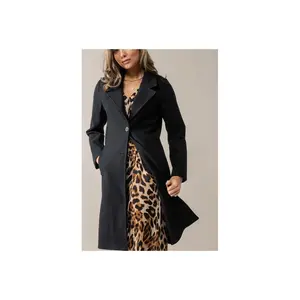 Single Button Notch Lapel Longline Blazer Coat