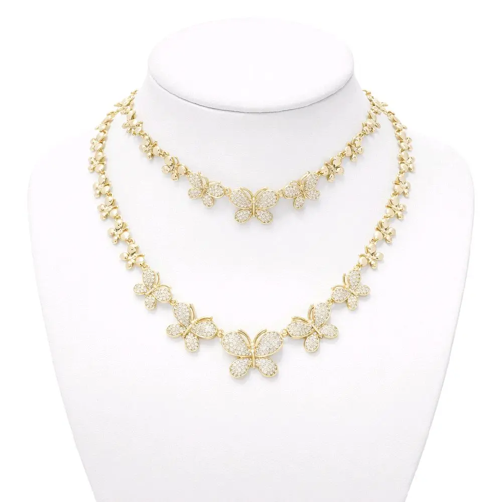 Set de Mariposas Collar y pulsera 14k Gold Plated High Quality 20inches -7.5 inches