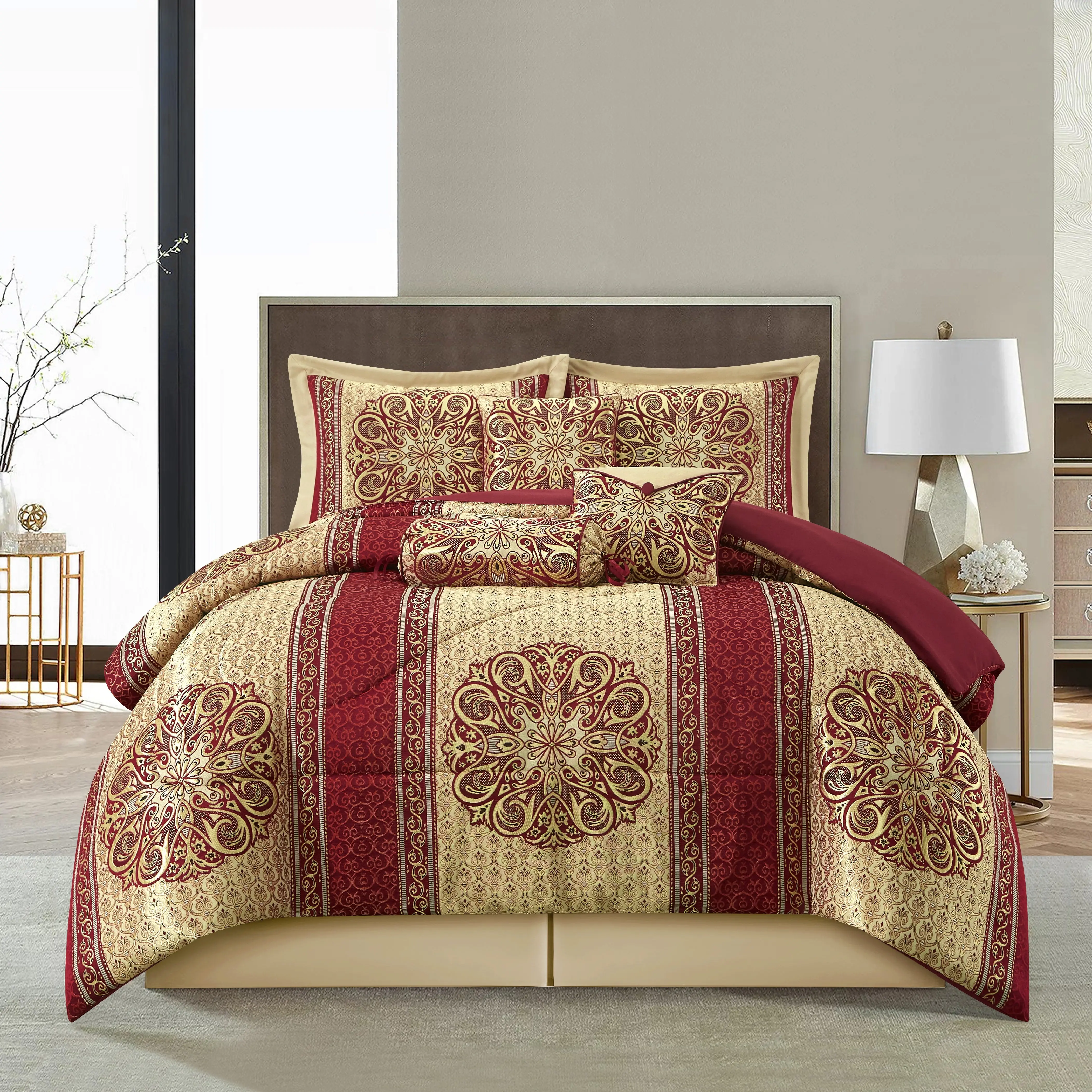Myhand 7 Piece Damask Comforter Set