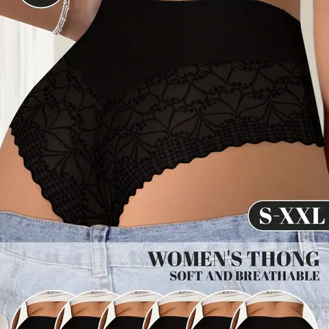 6-Pack High-Waist Lace, Tummy Control and Butt-Lifting, Soft, Skin-Friendly and Triangle Briefs for Women