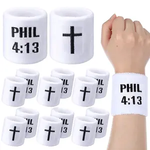 Cross Athletic Wristband Christian Faith Sports Sweat-Absorbing Wristband Cotton Breathable and Comfortable Sports Wristband for Men&Women