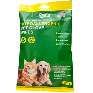 PetFit Naturals Pet Glove Wipes Hypoallergenic Cleaning Thick Wipe Non Toxic Lick Safe Rinse Free Extra Gentle Multi Pack