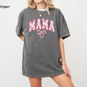 Mama Coquette Pink Bows Trend Girly Soft Girl Era Tee - Comfort Colors, Mother's Day Gift, Gift for Mom, Cotton Fabric Soft Top Womenswear