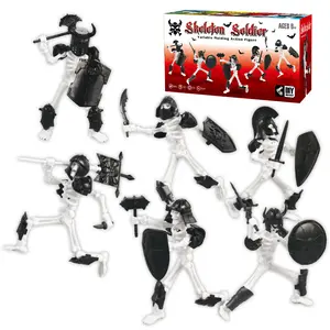 Skeleton Soldier Variable Molding Action Figures Set - 6 Pcs DIY Buildable Articulated Skeleton Warriors With Weapons & Armor Ideal For Play Collection