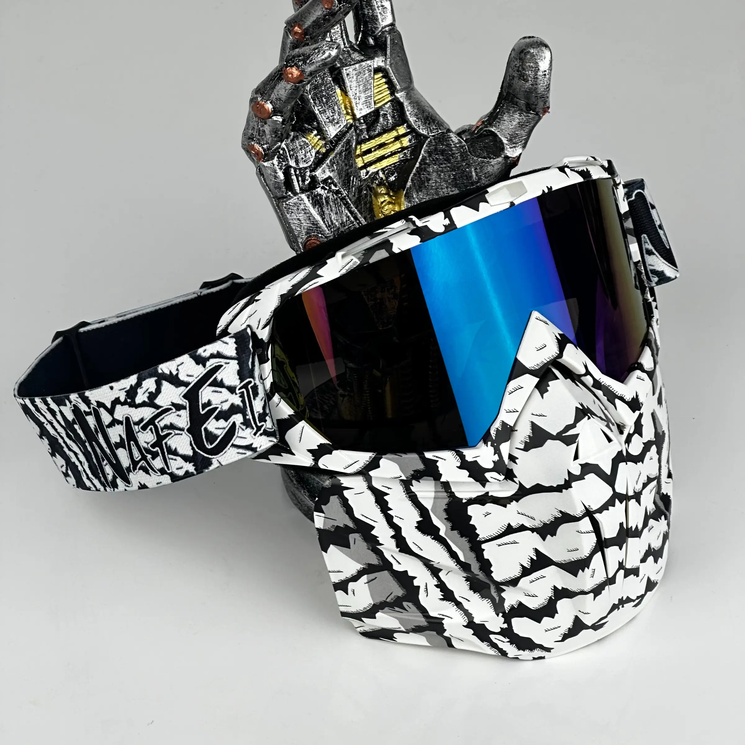 Outdoor Sports Goggles and Face Mask Combo - Crafted from durable plastic with drawstring design, suitable for outdoor activities, theme parties, role-play, Halloween costumes, and decoration purposes.