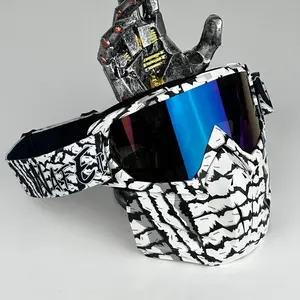 Outdoor Sports Goggles and Face Mask Combo - Crafted from durable plastic with drawstring design, suitable for outdoor activities, theme parties, role-play, Halloween costumes, and decoration purposes.