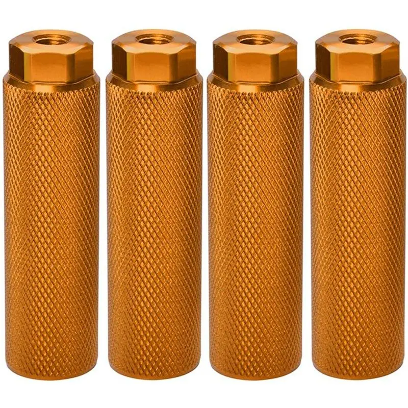 4 Pcs Bike Pegs,Aluminum Alloy Anti-Skid Lead Foot Bicycle Pedals BMX Pegs for 3/8 Inch Axles Bicycle Accessories,Yellow