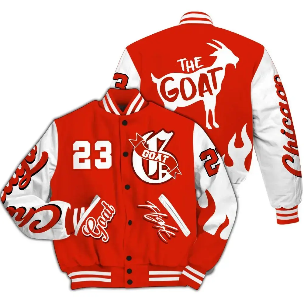 Varsity Jacket to Match H-Town 11s, The G.O.A.T Streetwear All-Over Print Jacket, Classic Baseball Varsity Jacket, Sport Streetwear Coat