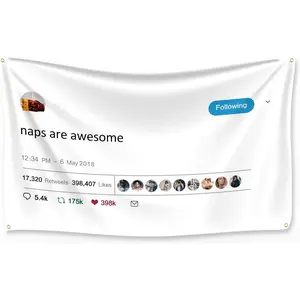 Tapestry Tweet flags, naps are awesome with Installation tool, Funny Flags for Room College University Dorm Guys Rapper wall Decorations meme Gift, 3x5 Ft