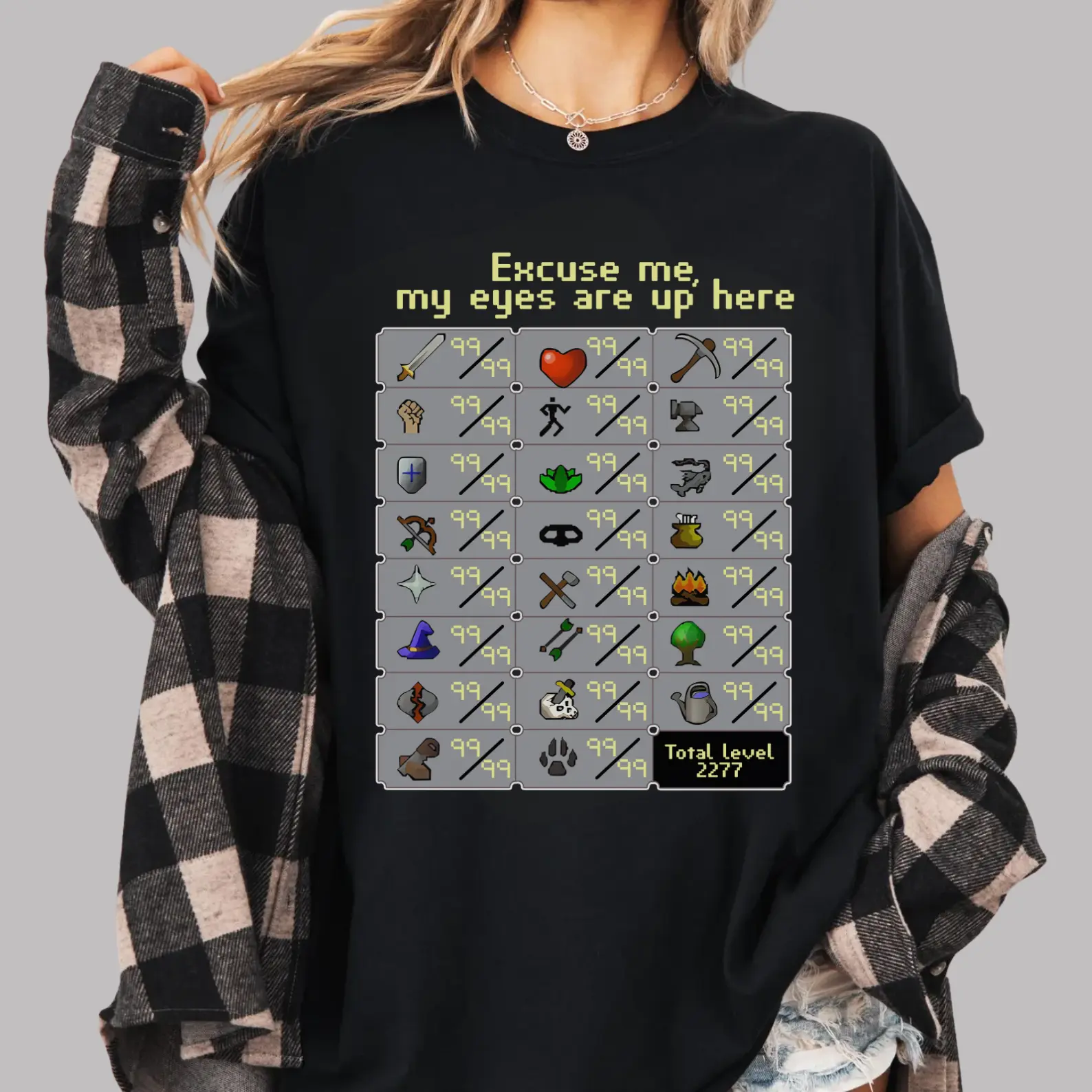 RuneScape Skill Shirt, Old School 99/99 2277 Total Level Gaming, Gift For Gamer, Unisex Sweatshirt Hoodie