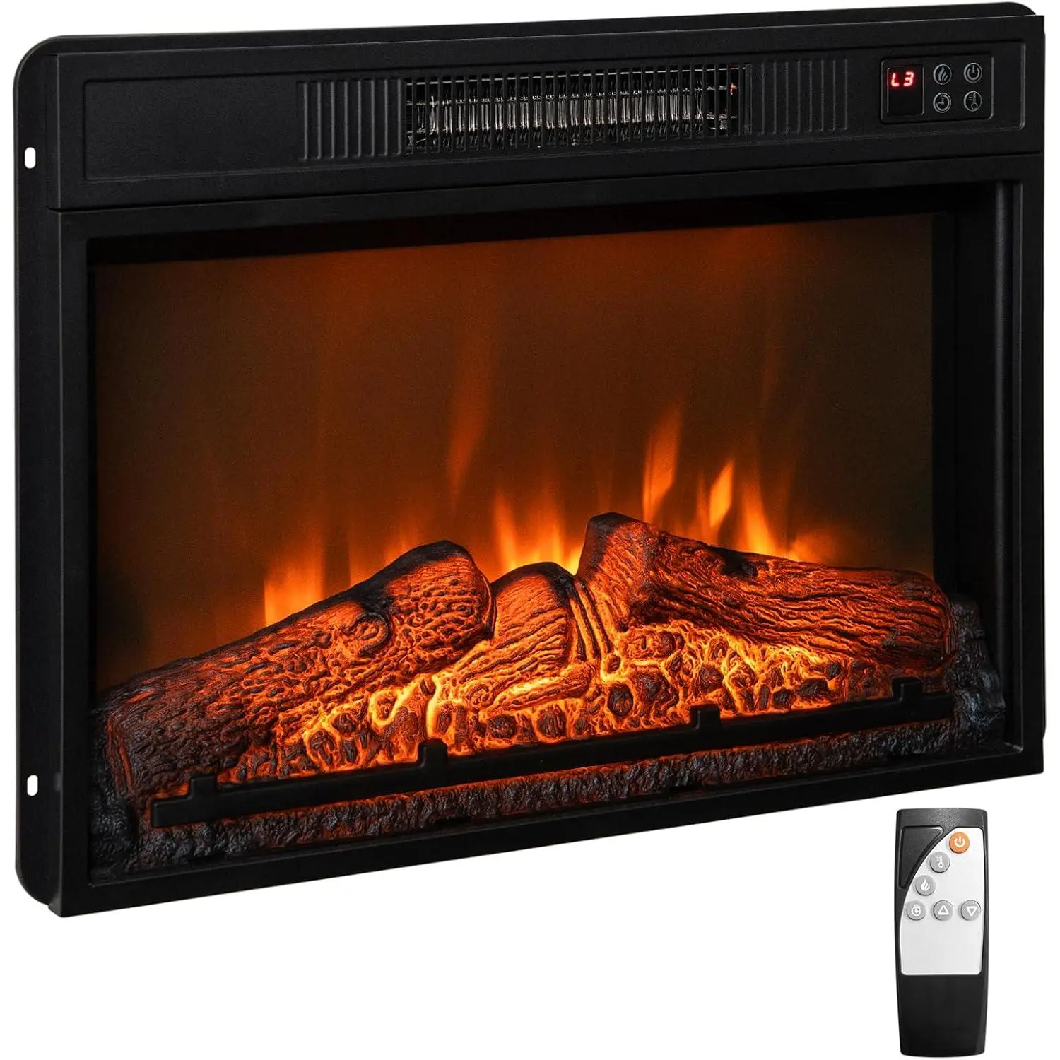 ZOKOP 23 inch Electric Fireplace Insert, Recessed Fireplace w/ 3 LED Realistic Flame Effects, Remote Control, 30 Min to 6H Timer, Overheat Protection, 1400W Faux Fireplace for Bedroom Home