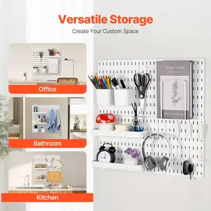 Pegboard Combination Kit 11 X 11 Plastic Pegboard 4 Panels Wall Organizer White