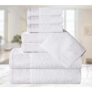 Superior Cotton 8-Piece Absorbent Embroidered Towel Set