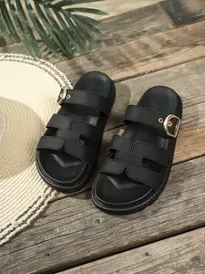 New Thick Sole Slippers for Men & Women, Couple Outdoor Wear, Large Size Fashion H Sandals, Stylish One-Row Summer Slides