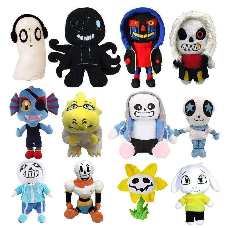 Undertale Soft Stuffed Dolls - 20 Styles Including Cartoon Sans Frisk Figures, Unisex Stress Relief Toys for Fans, Kids' Birthday Gifts