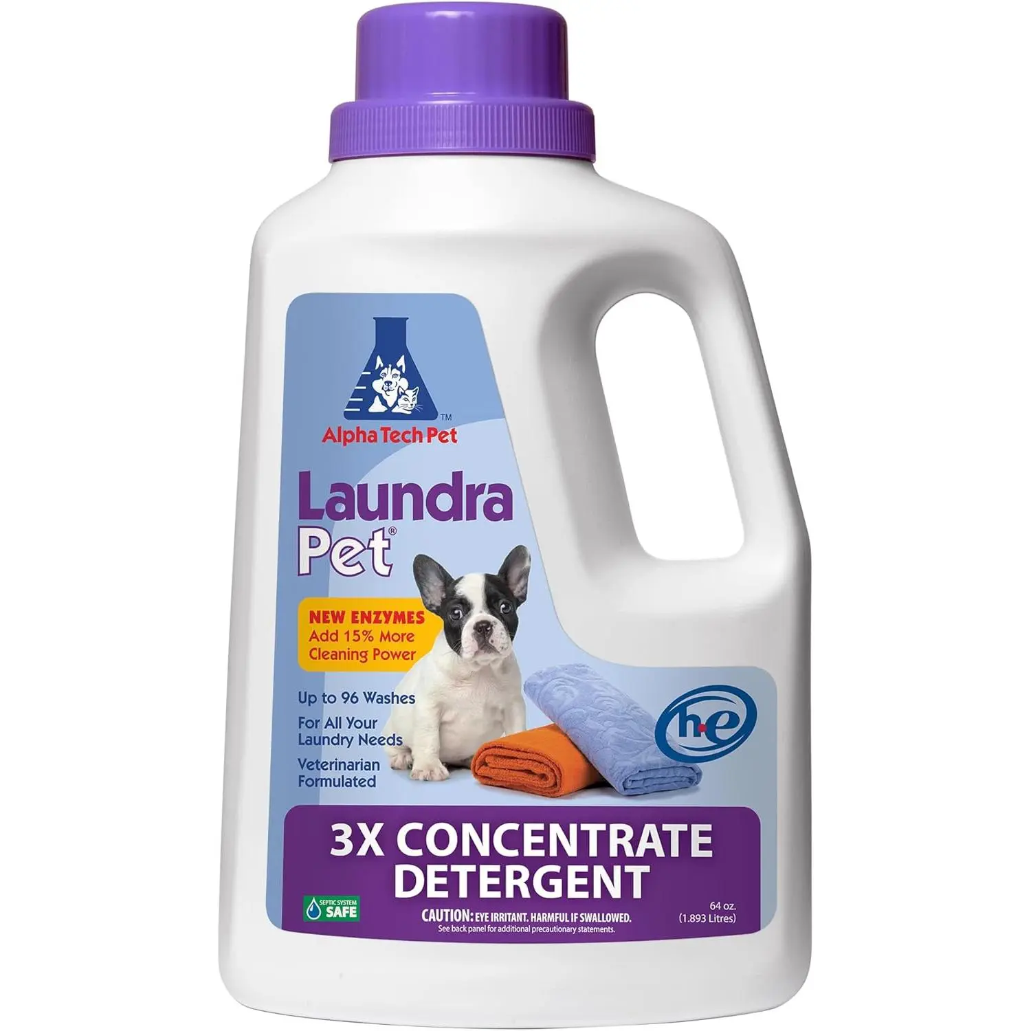 LaundraPet, 3X Strength  Laundry Detergent with Enzyme Cleaner, Removes  Odors and Stains, Pet Detergent - 64 Oz. by Alpha Tech Pet
