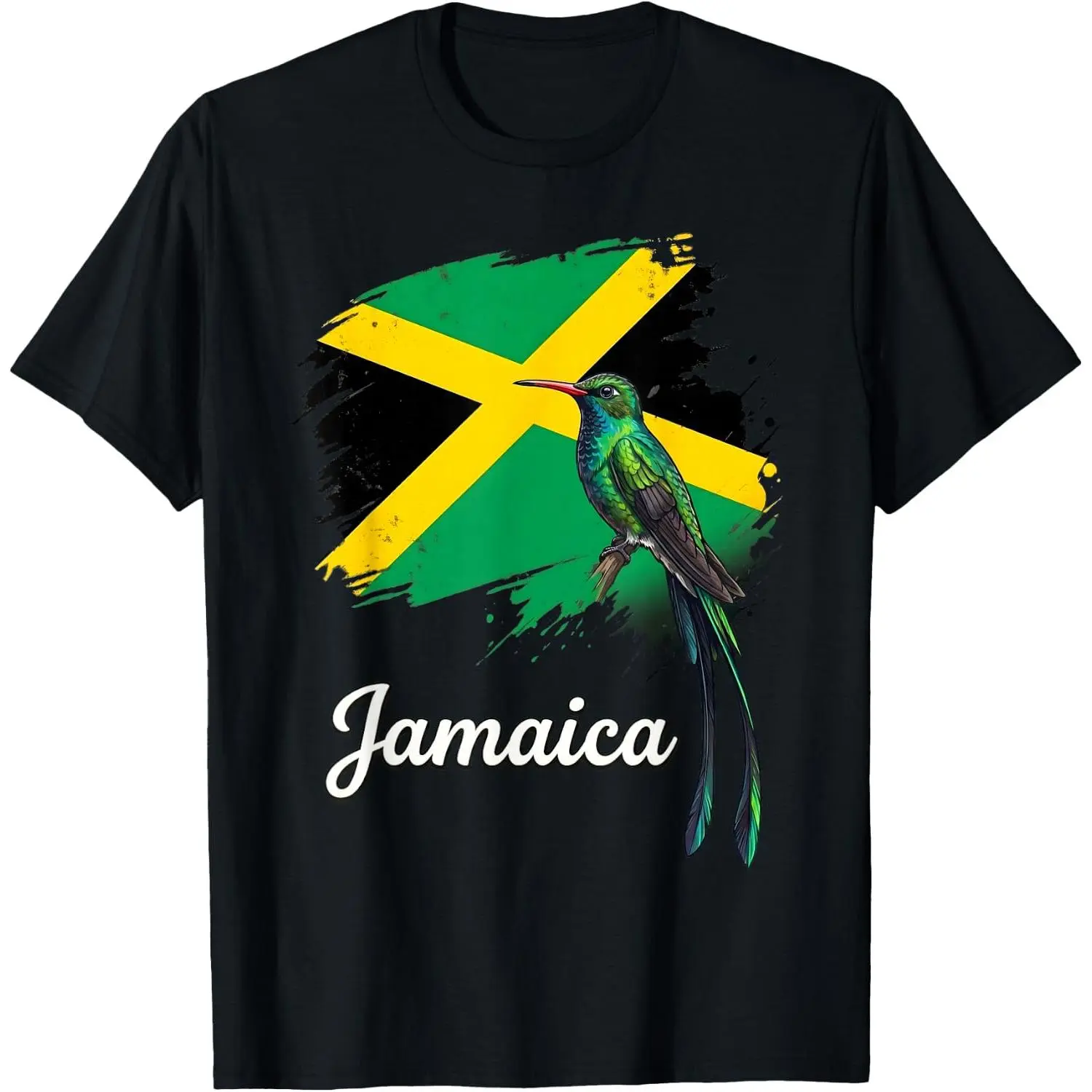 Jamaican Flag Hummingbird Caribbean Pride Design T-Shirt