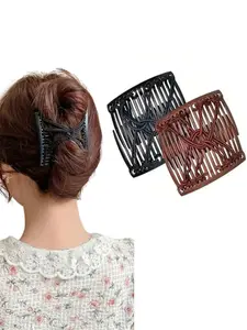 2pcs Fashion Adjustable Magic Hair Comb Clips for Women, Perfect for Dense Curly Thin Hair, Easy Styling Tool & Accessory, Hair Clip with Comb, Hair Clip Set