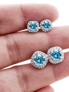 925 Sterling Silver Synthetic Moissanite Decorated Stud Earrings, High Quality Earrings, Elegant Jewelry for Women, Trendy All-match & Exquisite Jewelry for Birthday Gift