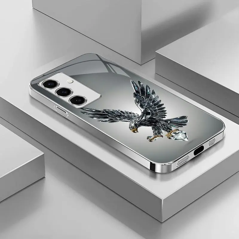 Suitable for [Galaxy S24 Fe] Light luxury crystal eagle pattern and scorpion glass electroplated mobile phone case, exquisite and gorgeous 995
