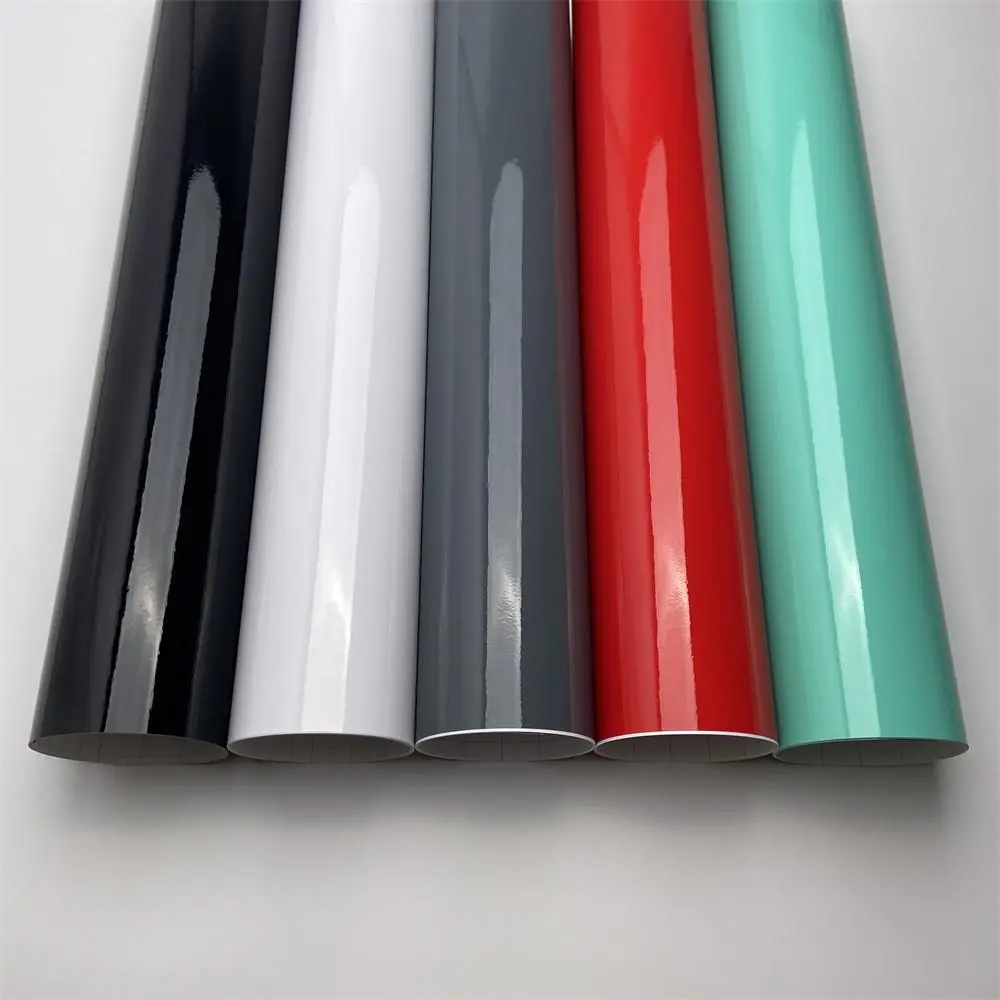 Car Glossy Vinyl Wrap Film Black White Grey Bright Color Sticker Motorcycle Body Styling Stickers Gloss Automotive Vinyl Tuning