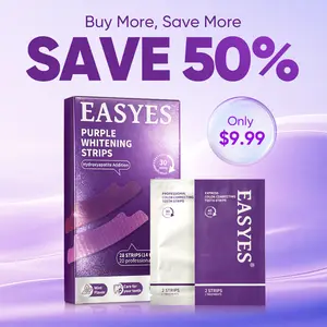 【Easyes】Purple Non-Slip Teeth Whitening Strips - Enamel Safe & Sensitivity Free 7/14  Whitening Sessions Combining Whitening and Colour Correction Residue-Free Non-Slip Dry Strip Technology -Y