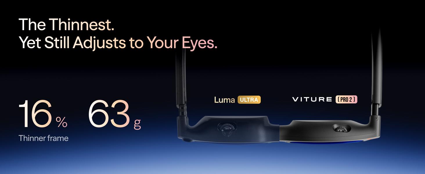 VITURE Pro 2 XR AR Smart Glasses with UltraClarity 3.0, 146" Display, 50° FOV, 1600 Nits Sony Micro-OLED, 63g Weight, 0-5.00D Built-in Diopter, SGS Eye Care Certified, Phone Sync for iPhone, Android, Mac, PC, Steam Deck
