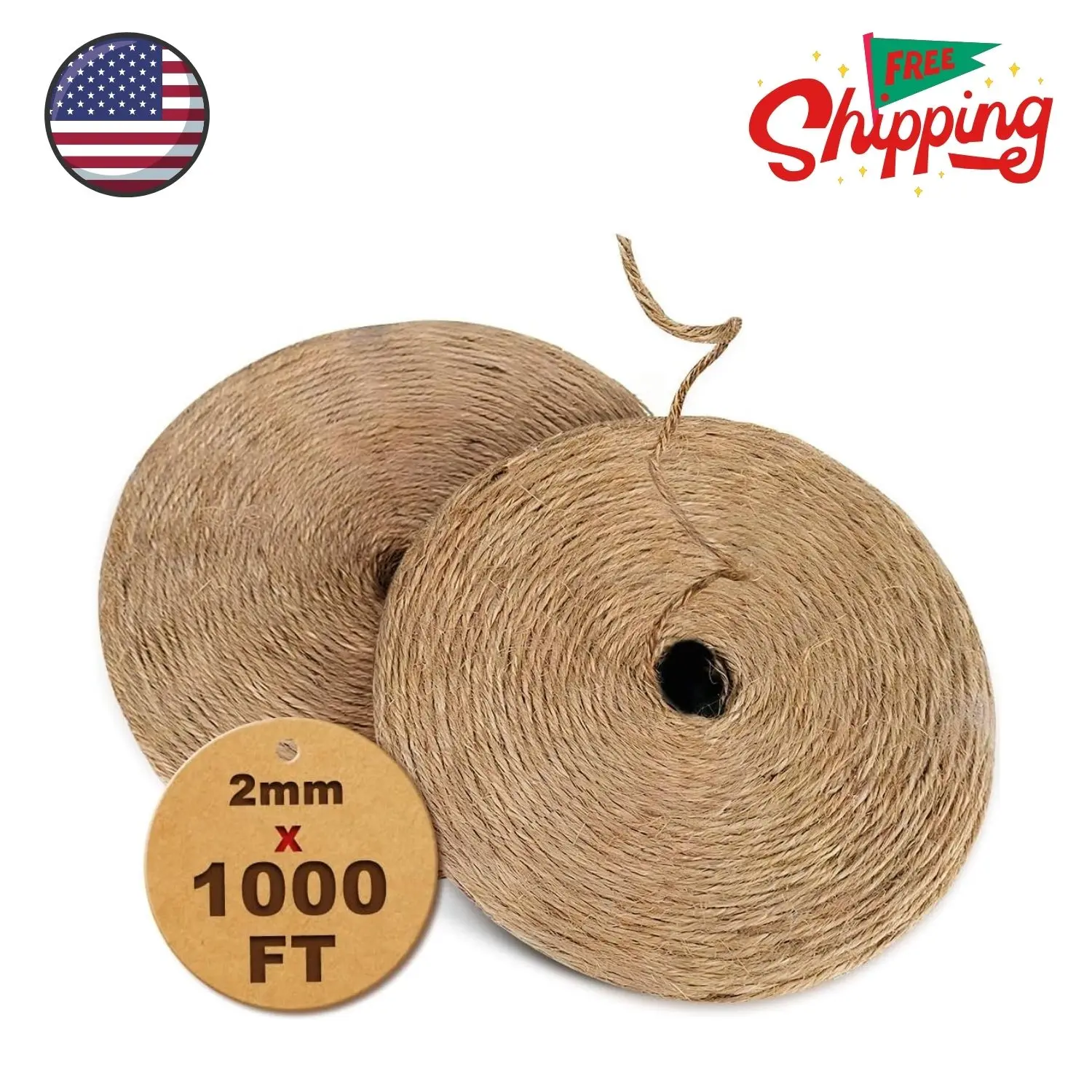 1000FT Natural Jute Twine String Bulk Hemp Rope Cord