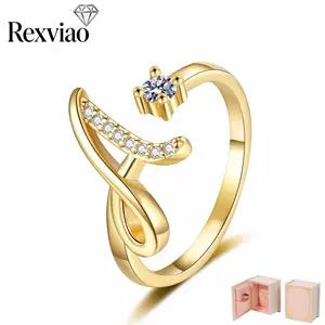 A-Z Cubic Zirconia Initial Ring for Women | Personalized Initial Jewelry | Comes with a Beautiful Gift Box (Ideal for Friends)