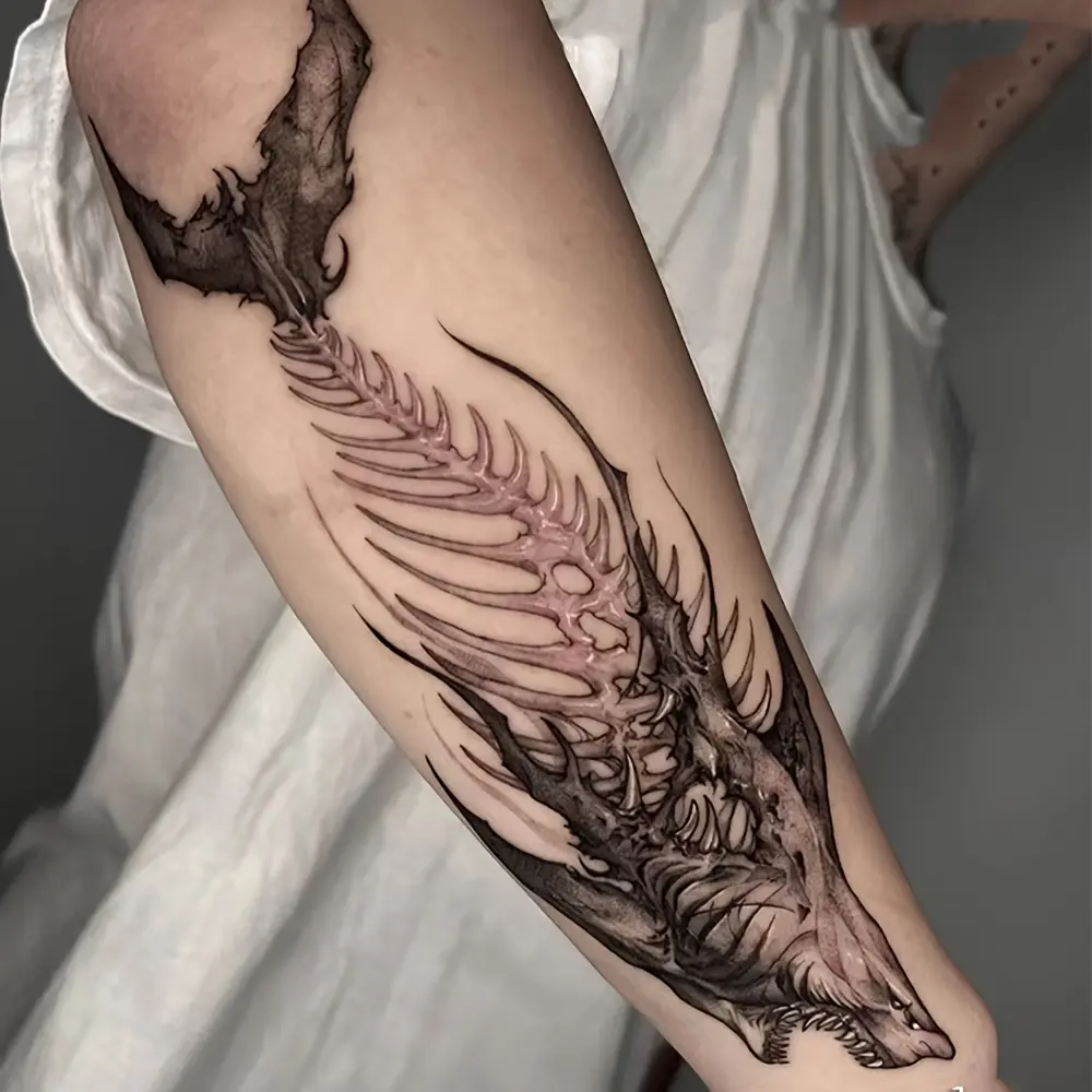 6 Large Herbal Tattoo Stickers, Containing 1 One Shark Elements and 5 Random Styles, Lasting for 7-15 Days, Waterproof and Anti-Friction, Realistic Effect, Suitable for People Who Don't Want Tattoo Pain